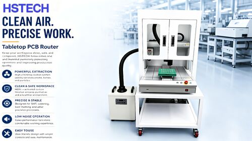 Últimos blogs de la empresa sobre Nuevo enrutador de PCB de mesa con extracción de humos integrada: precisión, seguridad y eficiencia para flujos de trabajo SMT