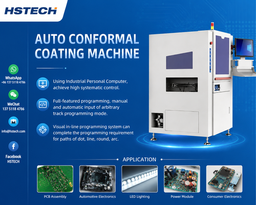 Últimos blogs de la empresa sobre Hansome Technology presenta la máquina automática de recubrimiento conformado selectivo HS-H2 para la fabricación de PCB de alta densidad