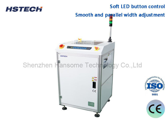 Un buen precio. Control de botón LED suave ajuste de ancho suave y paralelo SMEMA transportador de giro de PCB compatible en línea