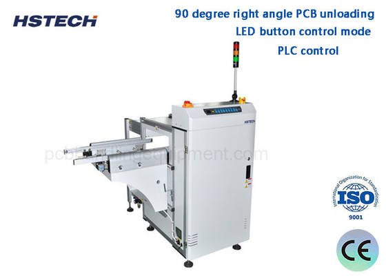 Un buen precio. 390mm ancho 3 cargadores 20M/min 90 grados botón LED descargador de PCB automático en línea