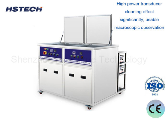 Un buen precio. Máquina de limpieza por ultrasonidos de doble tanque 3000W de potencia de calefacción para un proceso de limpieza eficiente en línea