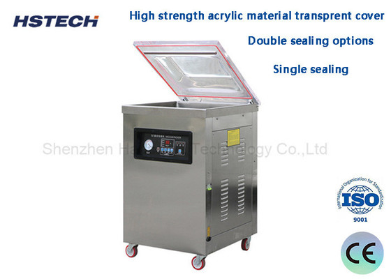 Un buen precio. Chamer de acero inoxidable de alta resistencia de material acrílico con cubierta transparente Máquina de embalaje de vacío de cámara grande en línea