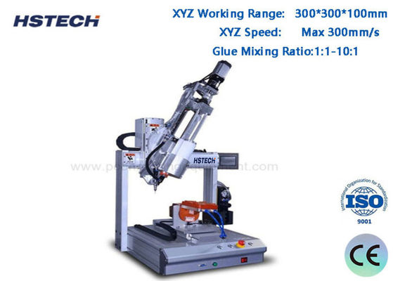Un buen precio. Máquina de distribución de pegamento de 4 ejes de alta precisión AB ±0.02mm Precisión 300300100mm Relación de mezcla 1:1-10:1 en línea