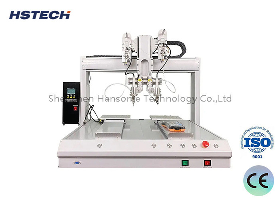 Un buen precio. Robot de soldadura de doble mesa de precisión con motor paso a paso y cinturón de tiempo para ensamblaje de PCB en línea