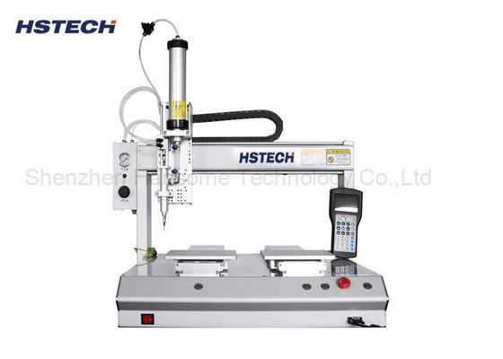 Un buen precio. Máquina de distribución de pegamento de escritorio de doble plataforma de 4 ejes Motor paso a paso 300 mm/s en línea